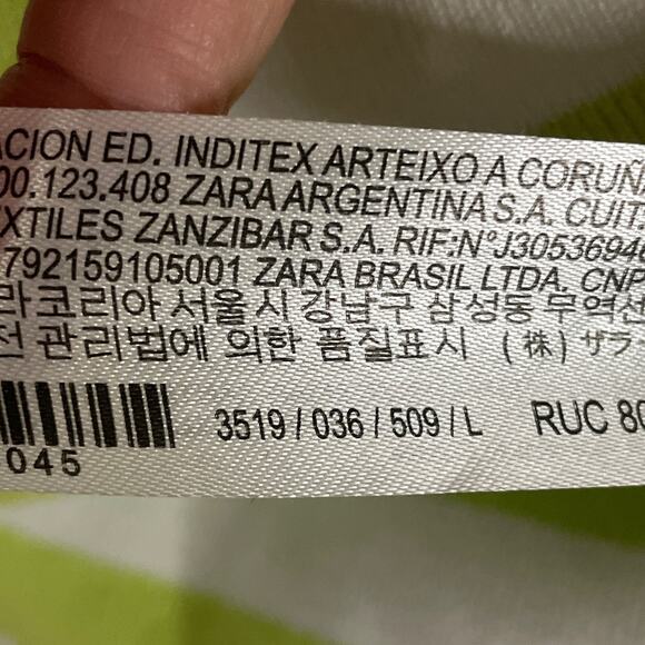 NEW ZARA Striped Square Neck Crop Top Short Sleeve Neon Green White Size Large - Picture 4 of 9